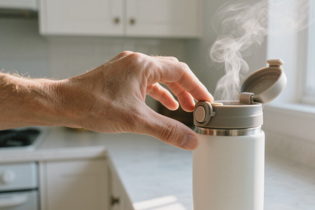 One-handed opening lid for water bottle