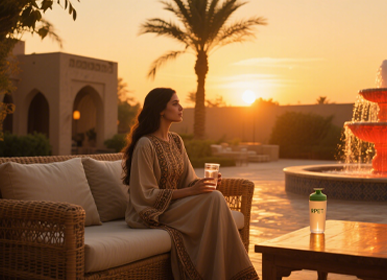 Plastic travel cup in the sunset