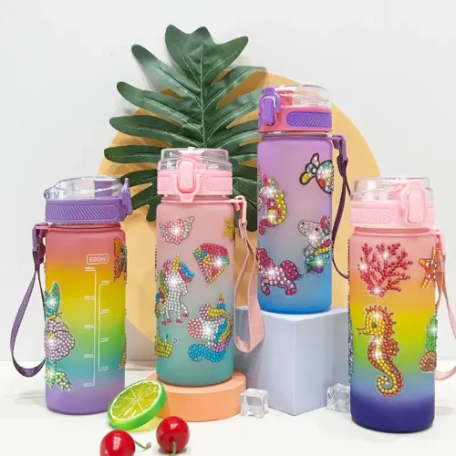 Plastic water bottle for kids various patterns collection
