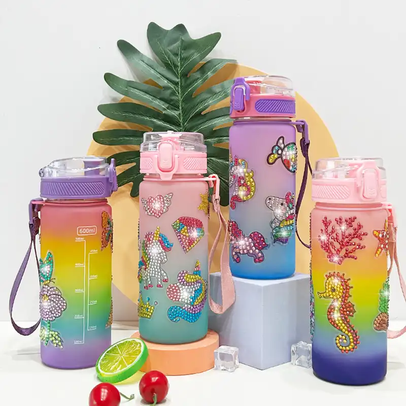 Plastic water bottle for kids various patterns collection