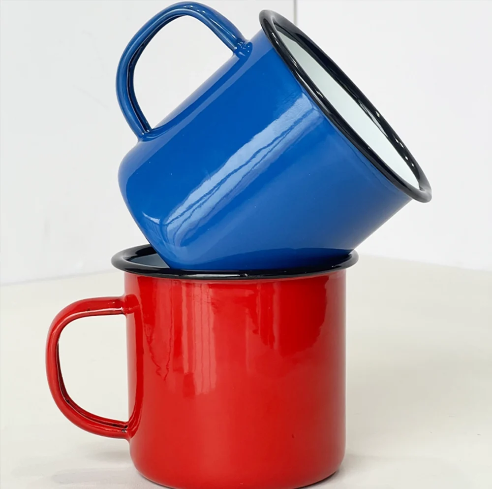 Colorful 12oz Enamel Mug With Handle For Direct Drinking