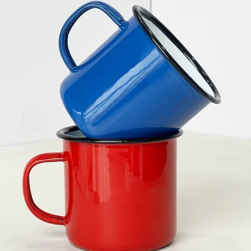 Colorful 12oz Enamel Mug With Handle For Direct Drinking