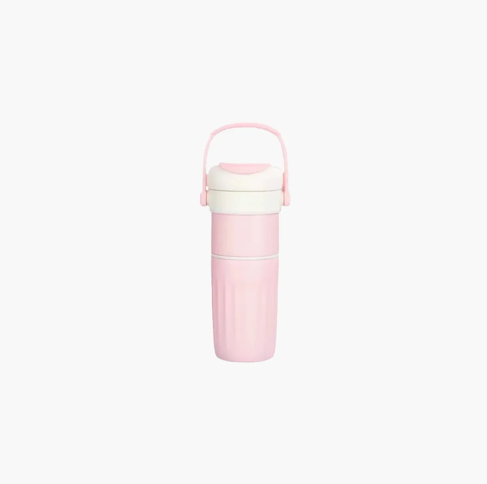 550ml Insulated Straw Water Bottle with Built-in Spoon