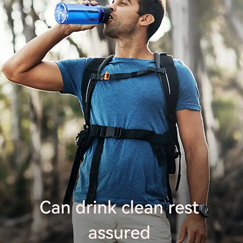 0.01 Micron water bottle with filter for hiking and Survival Camping