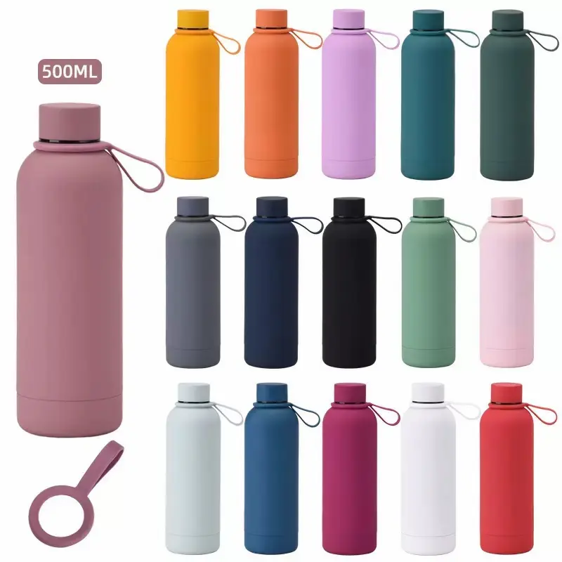 Narrow mouth water bottle with a carrying bag
